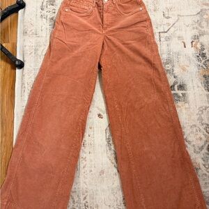 Anthropologie Pilcro wide legged corduroy mauve pink size 27”